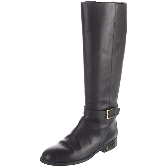 Tory Burch boots black leather knee high zip up boots tall boots fall boots - Picture 4 of 16